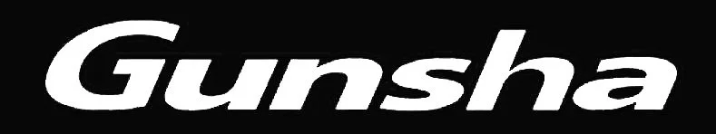 The word "Gunsha" written in white letters on a black background.