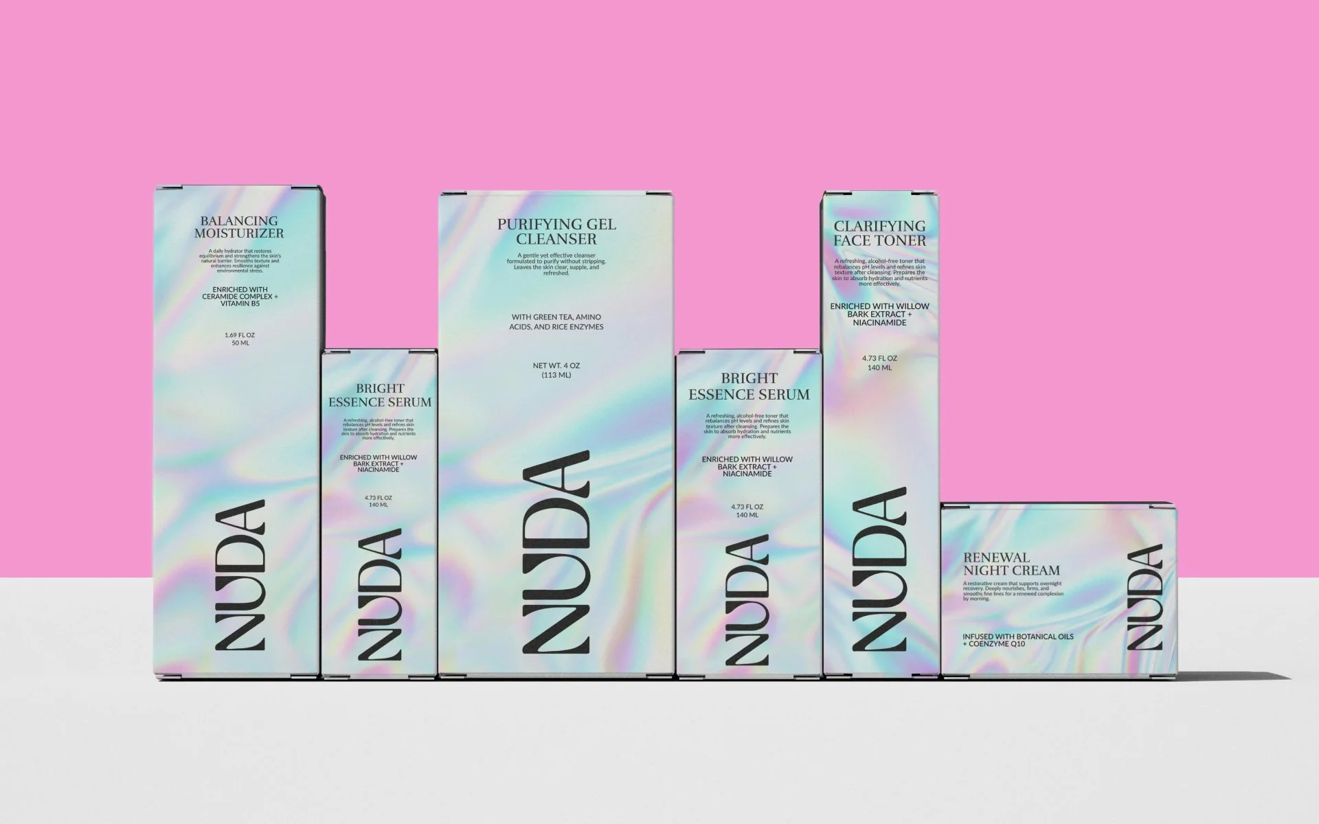 Brand identity and packaging design for skincare brand - "Nuda"