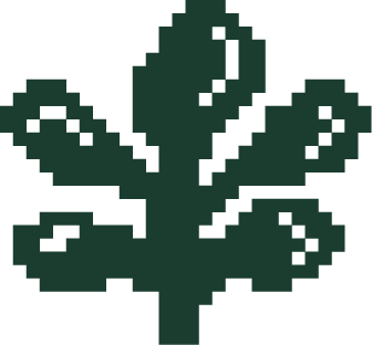 Icône pixelisée d'une feuille avec plusieurs branches