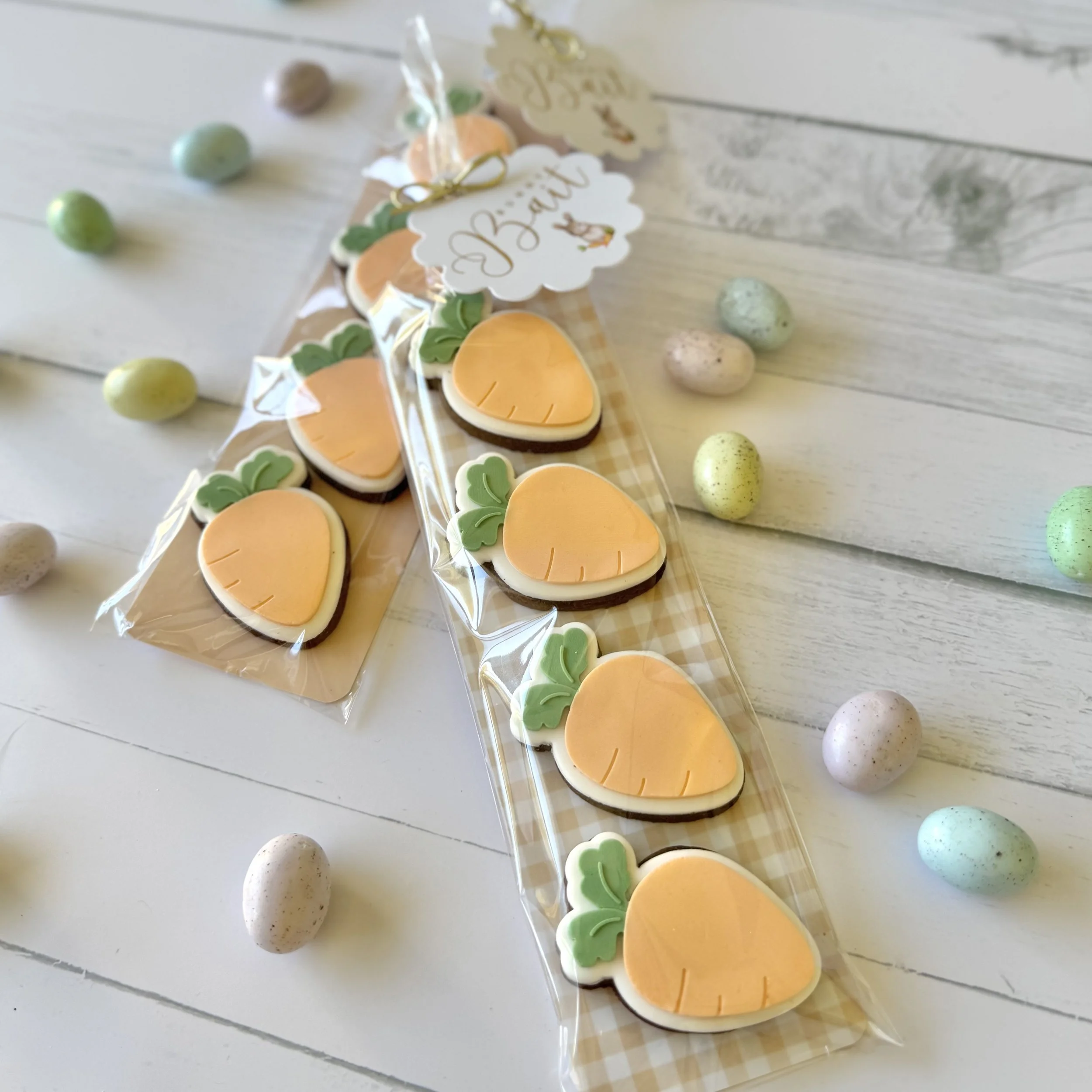 Bunny Bait Easter cookies with mini chocolate carrots