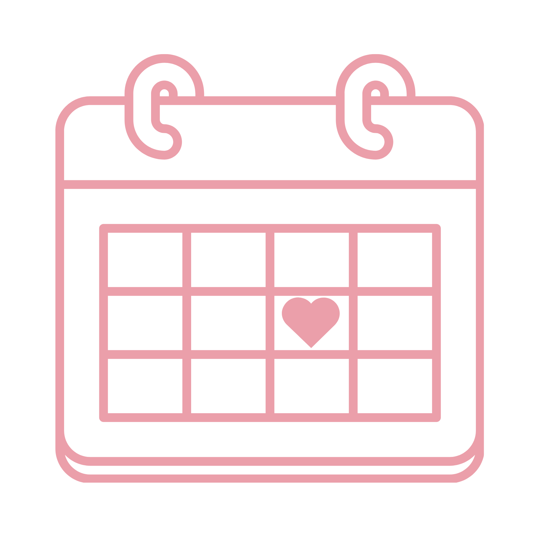 calendar with heart icon for seasonal theme