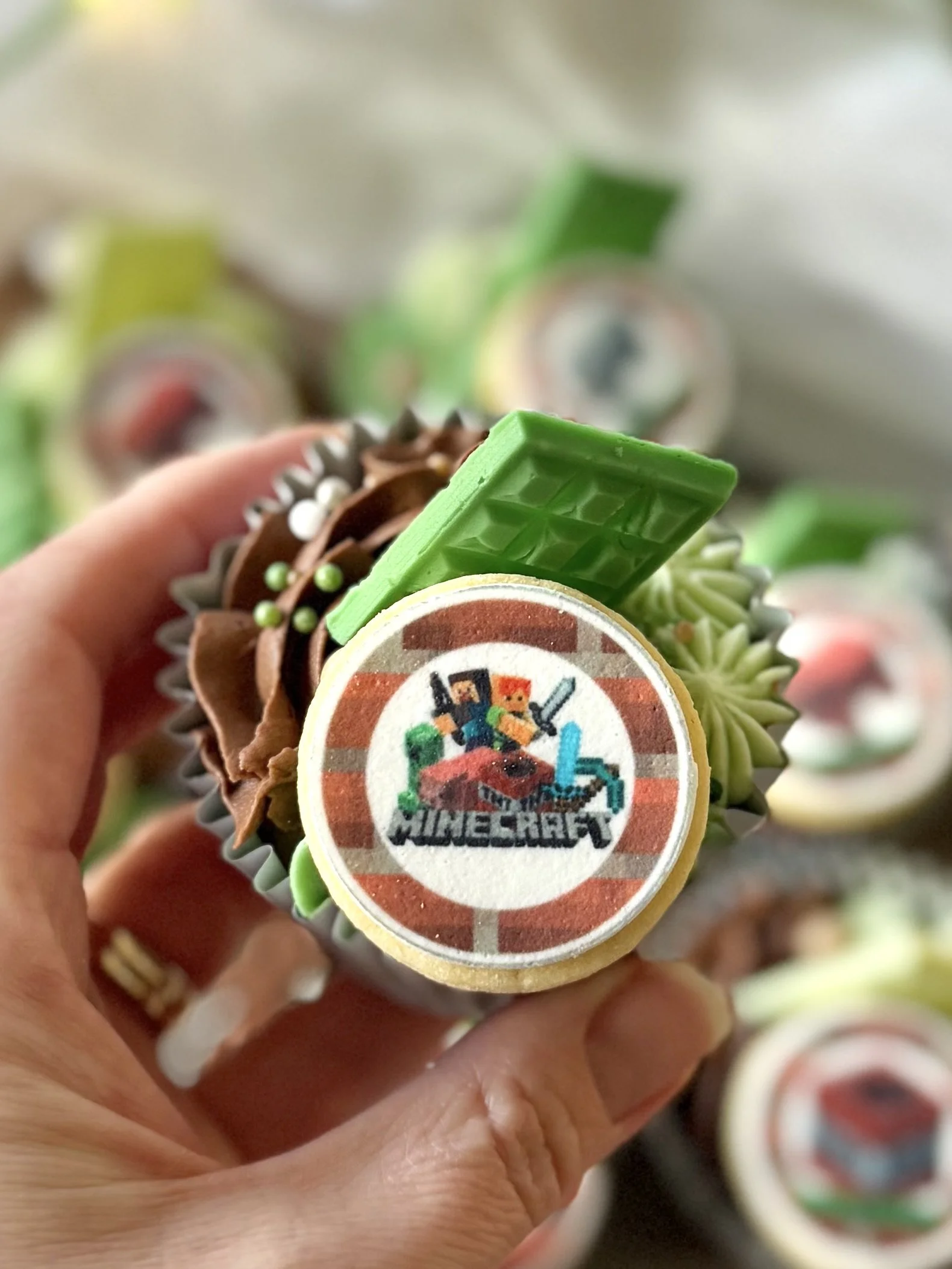 Mini edible image gaming cookie on a cupcake