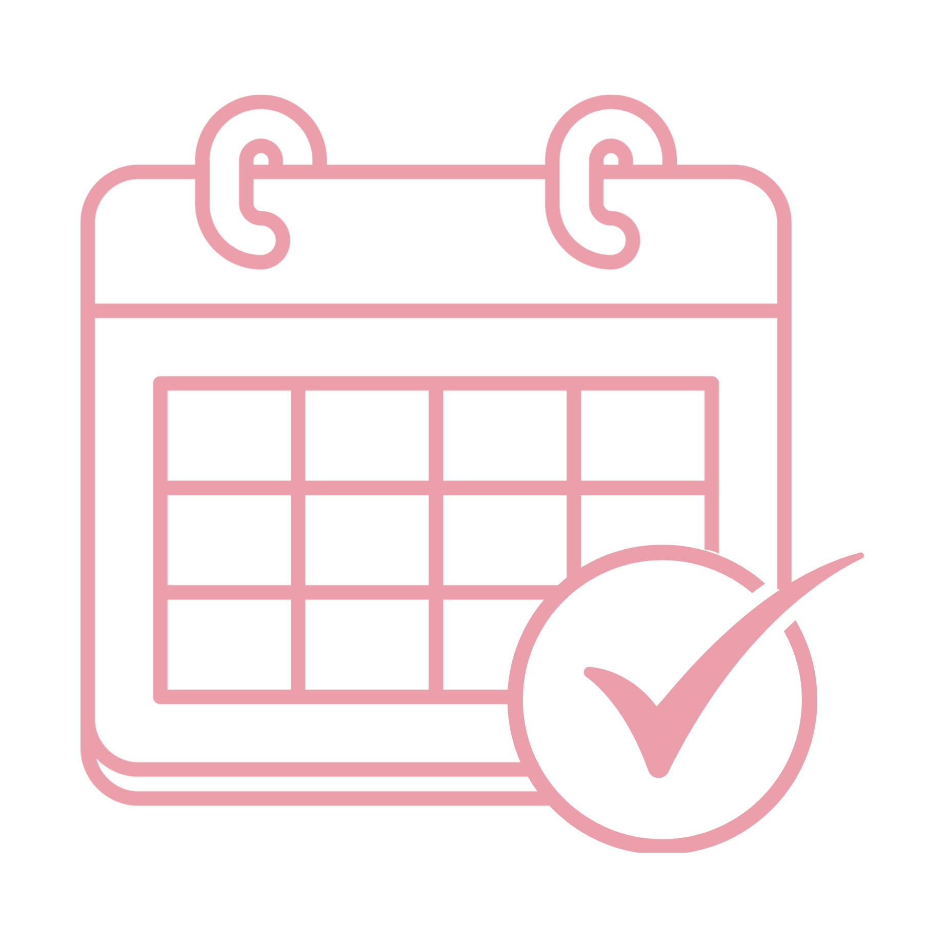booking confirmation calendar with tick