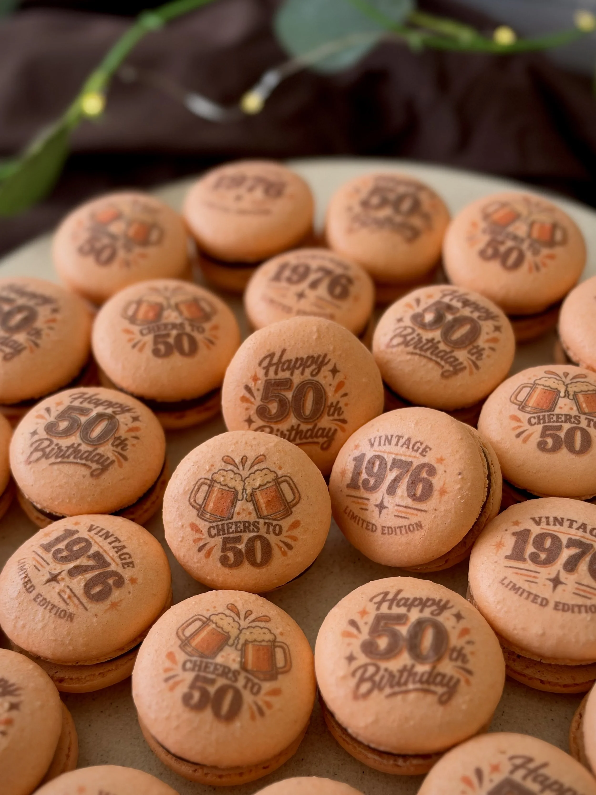 Vintage orange macarons with chocolate orange buttercream and dark chocolate ganache, handmade in Bowral in the Southern Highlands NSW