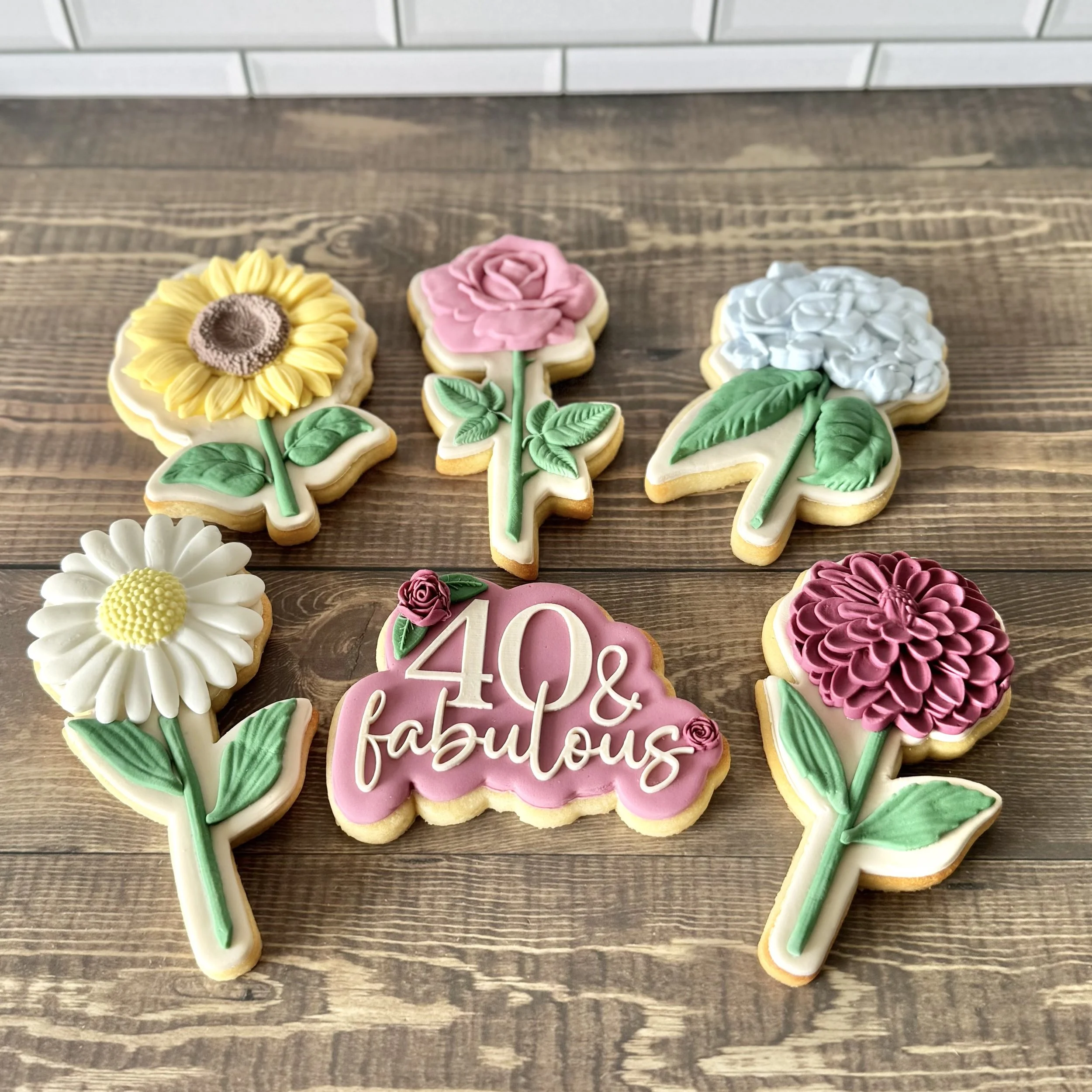 40 and fabulous birthday cookies with flowers