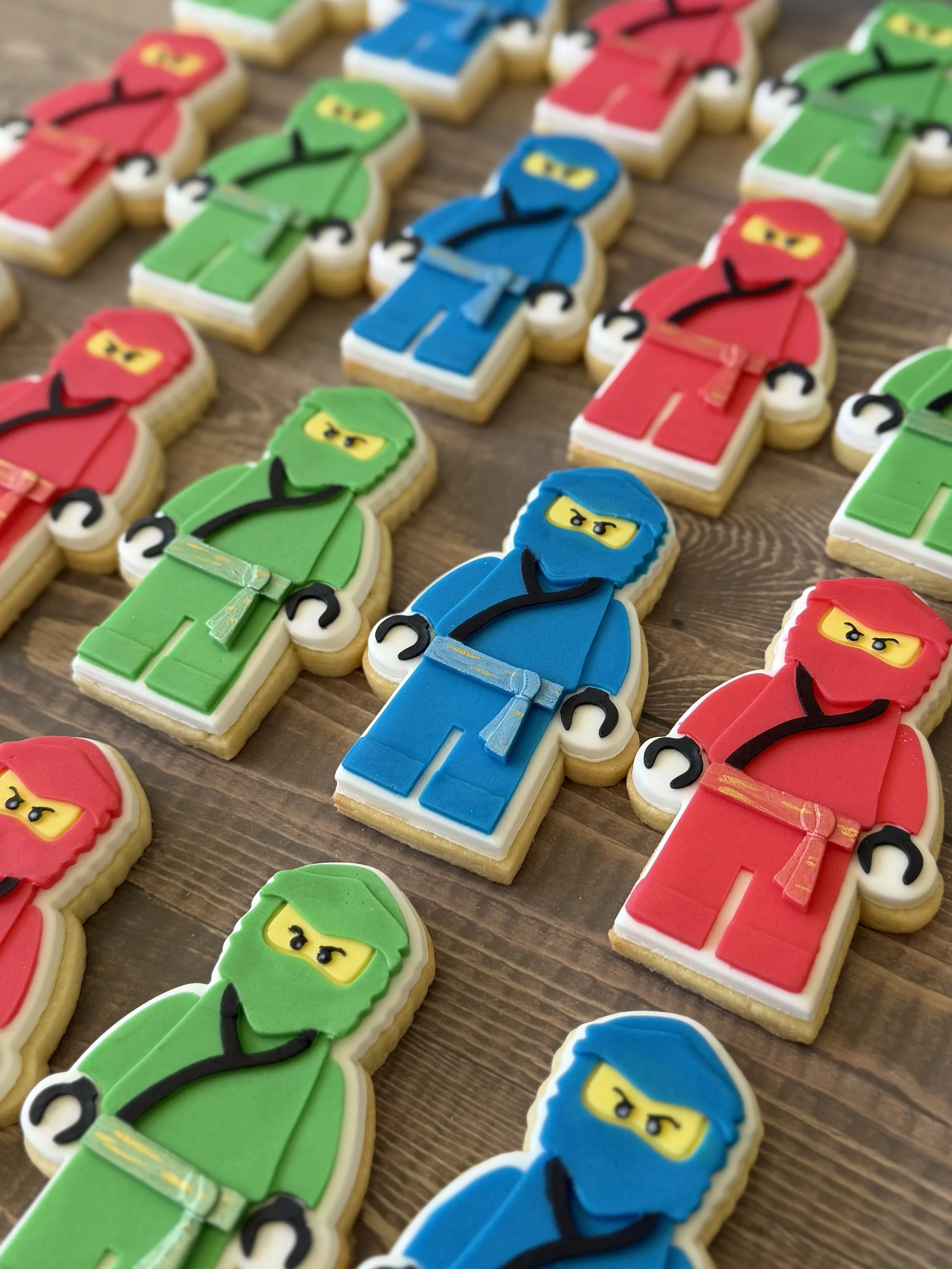 Ninja block men cookies lined up like warriors
