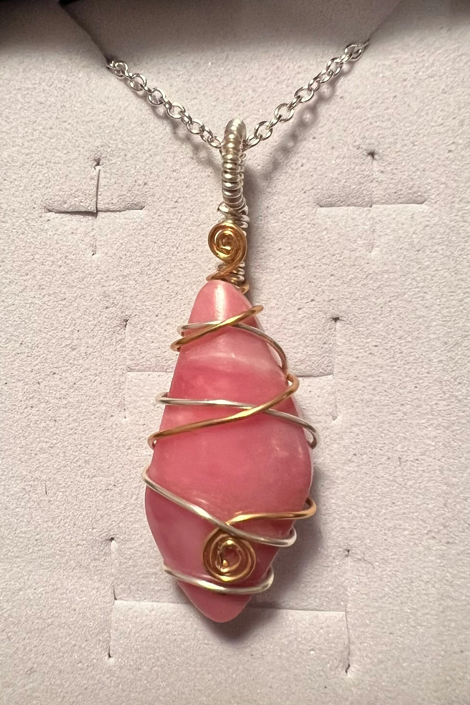 Rhodochrosite Wire-Wrapped Pendant