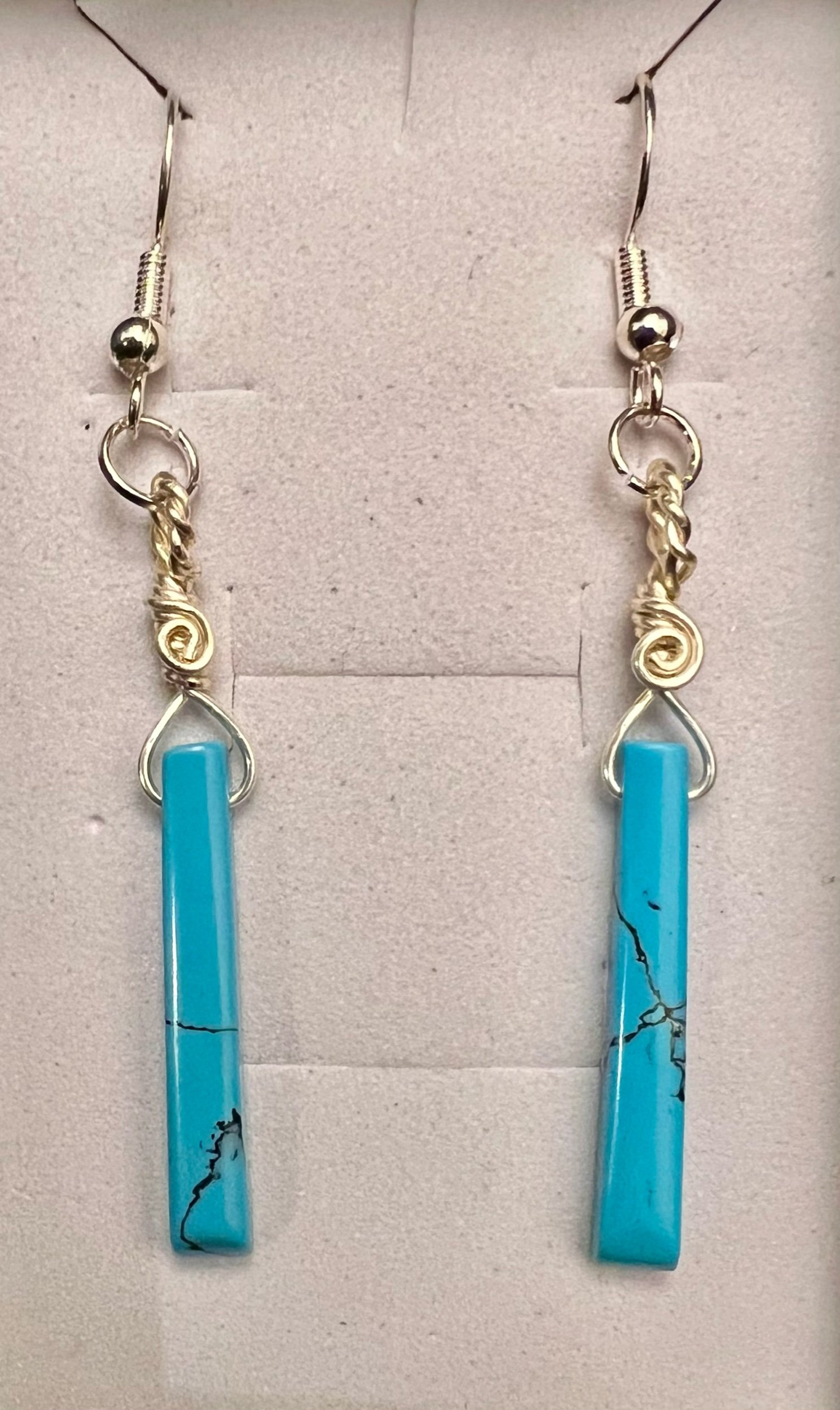 Natural Turquoise Wire-Wrapped Earrings