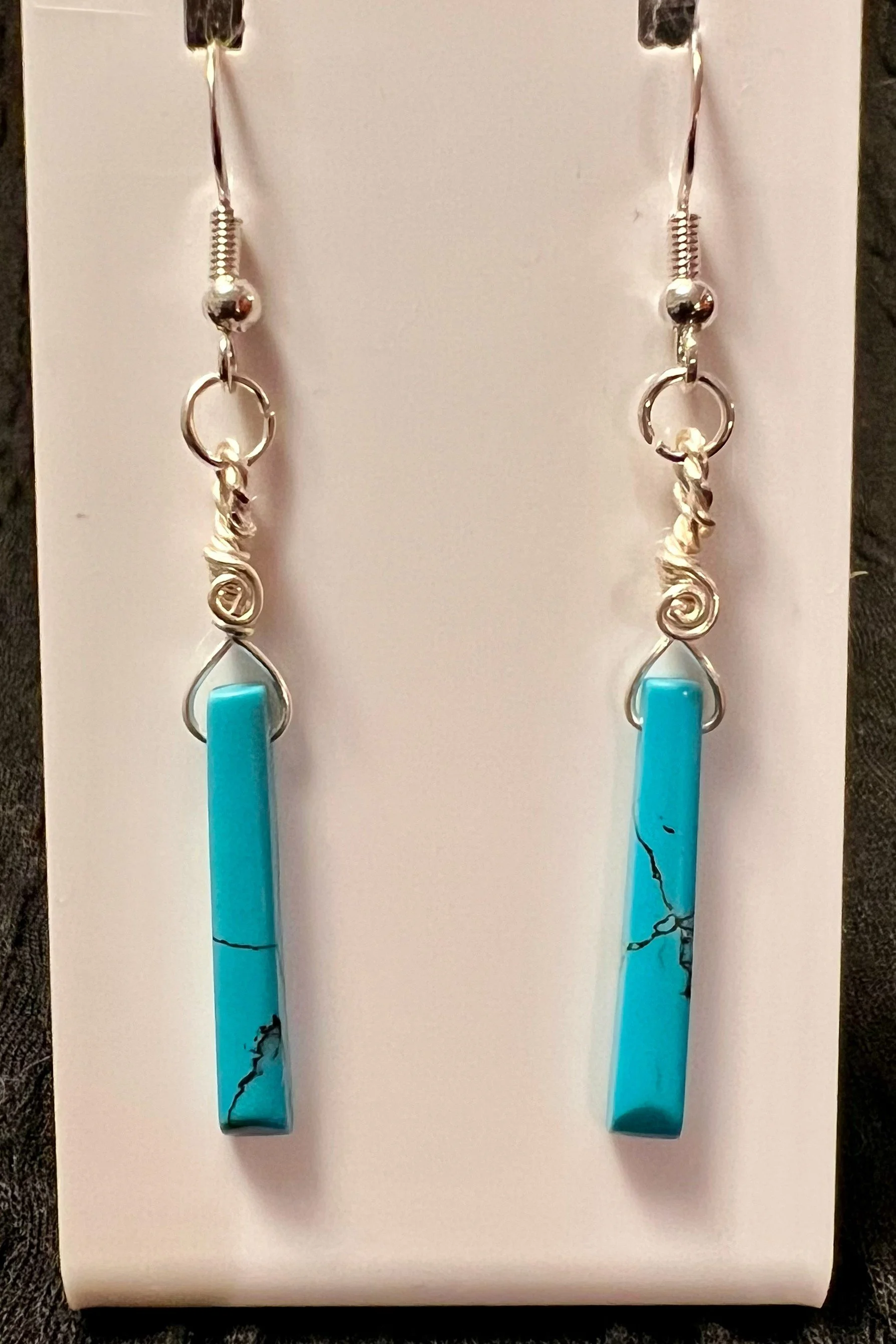 Natural Turquoise Wire-Wrapped Earrings