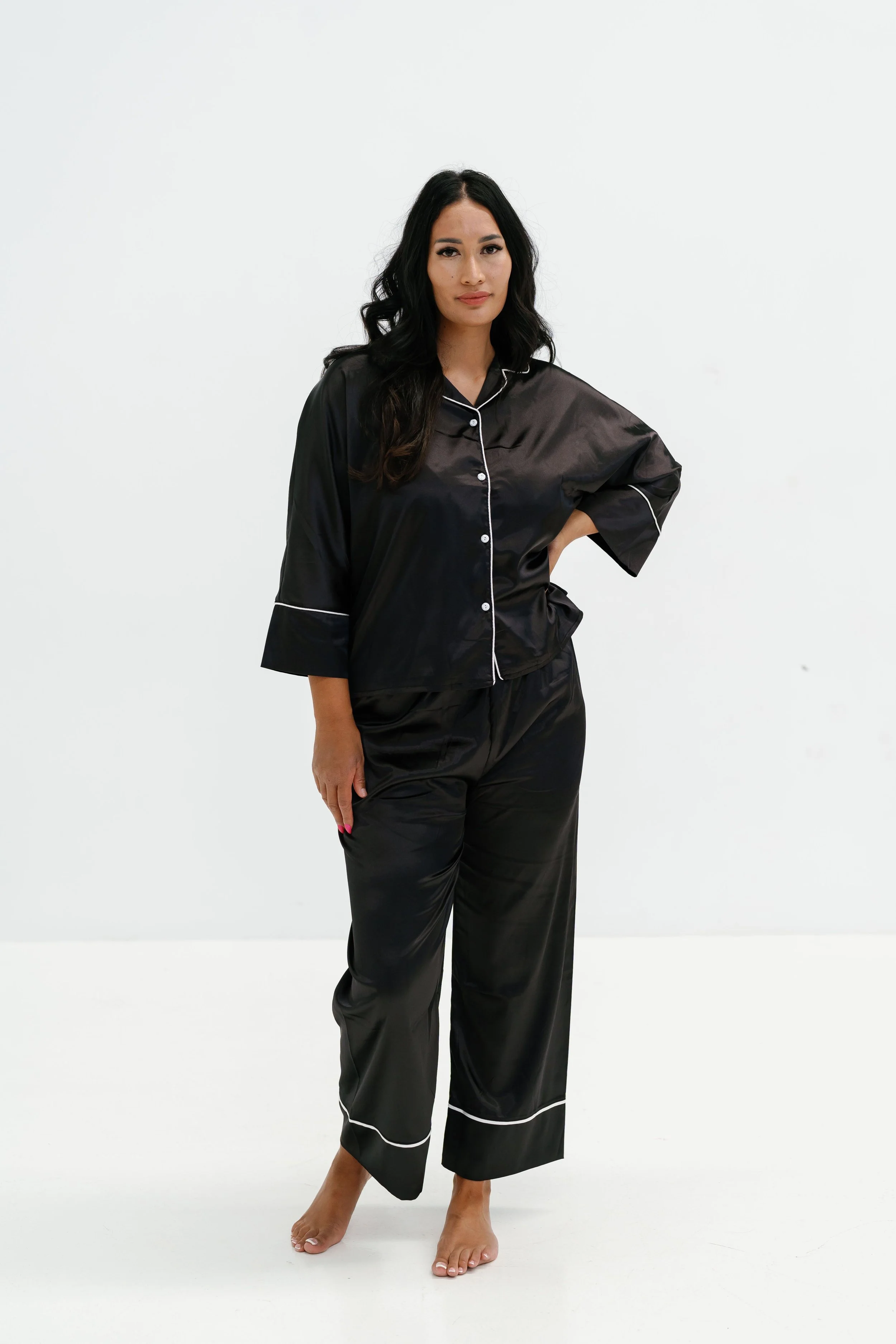 Black Silk Soft Pyjamas