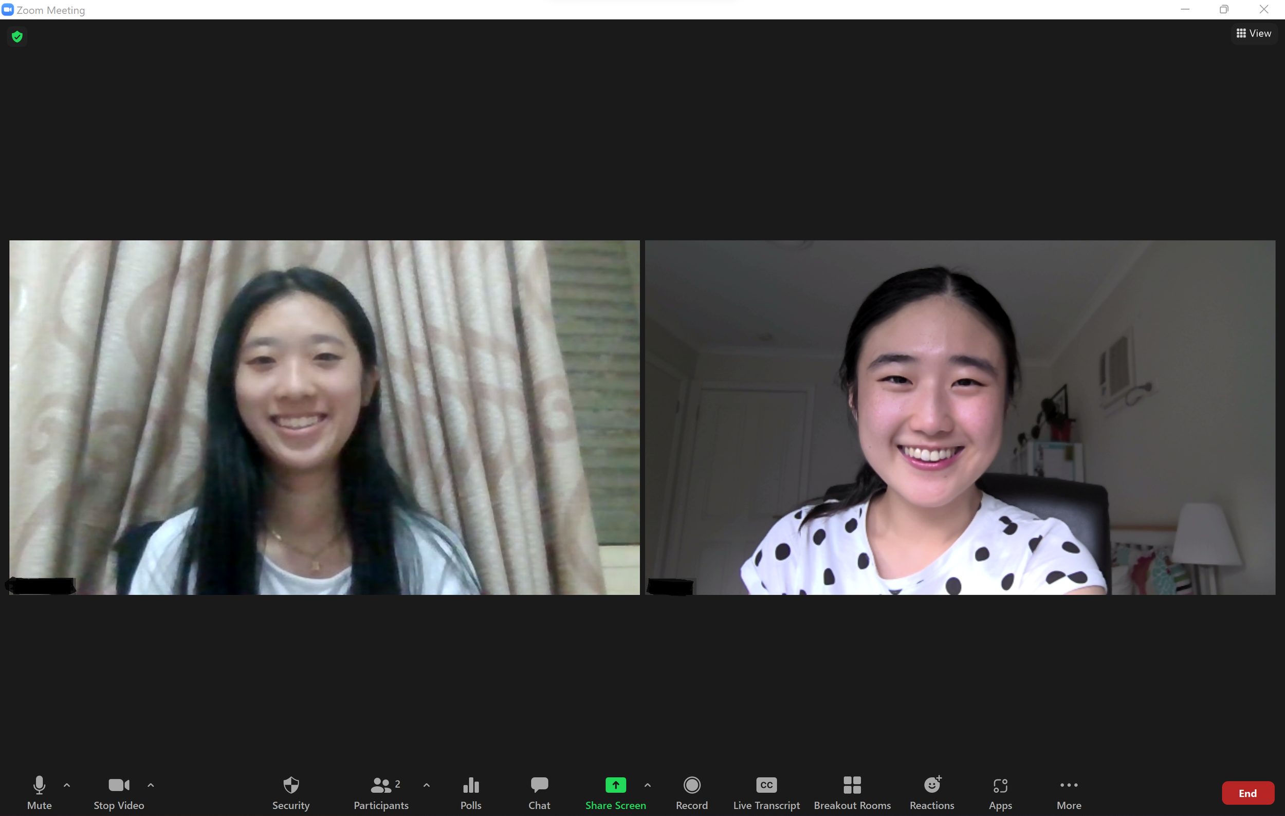 Belinda and Yifan in a mentoring session