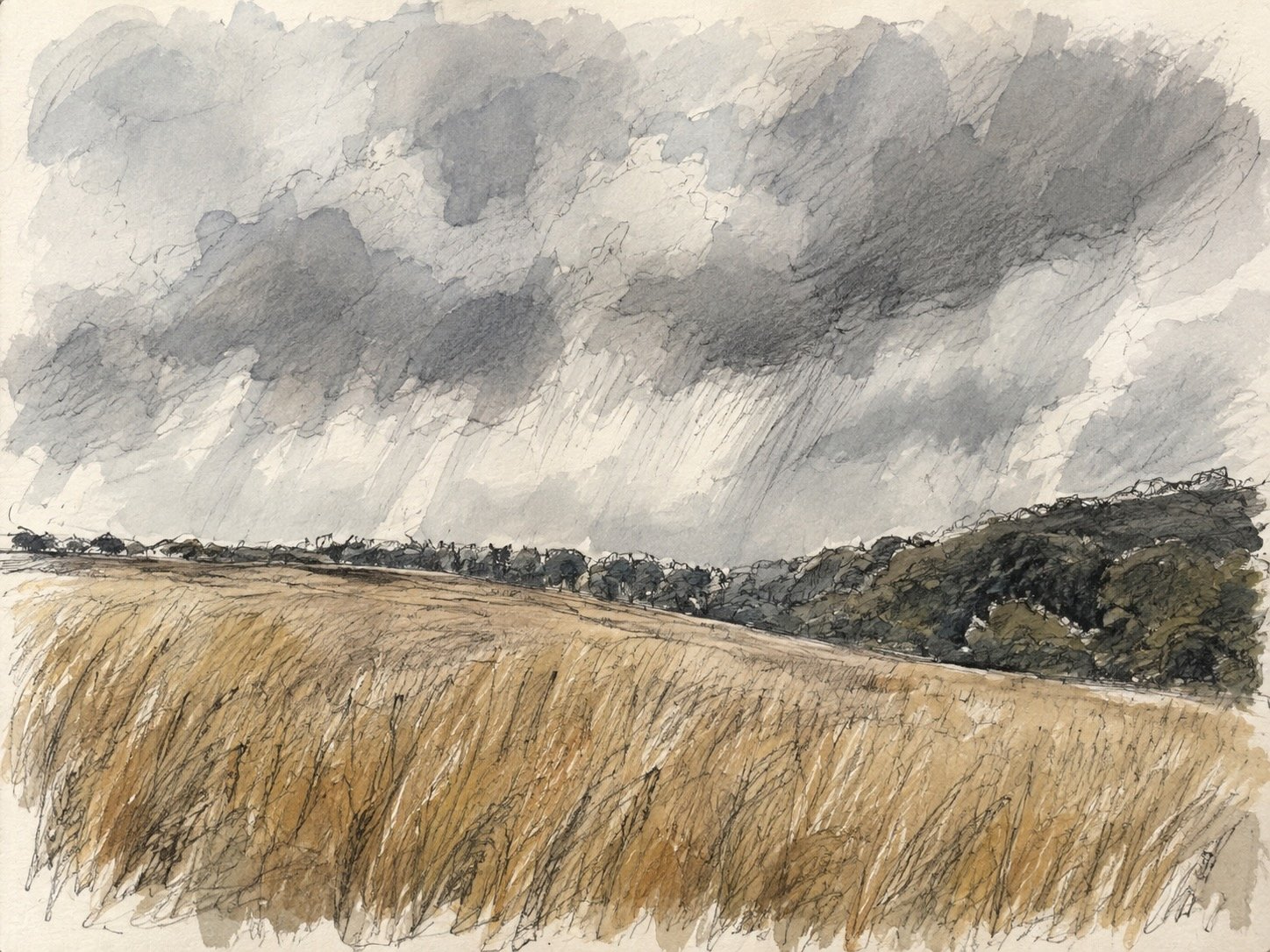 The rain felt genuinely welcome after so many dry walks. I’d almost forgotten the particular pleasure of walking through it — the changed light, the smell of wet ground, and the countryside suddenly alive again.