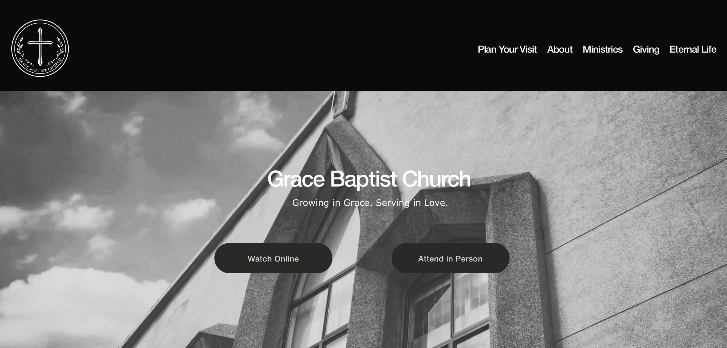 Professional mock church website developed professionally by TD Web Design.