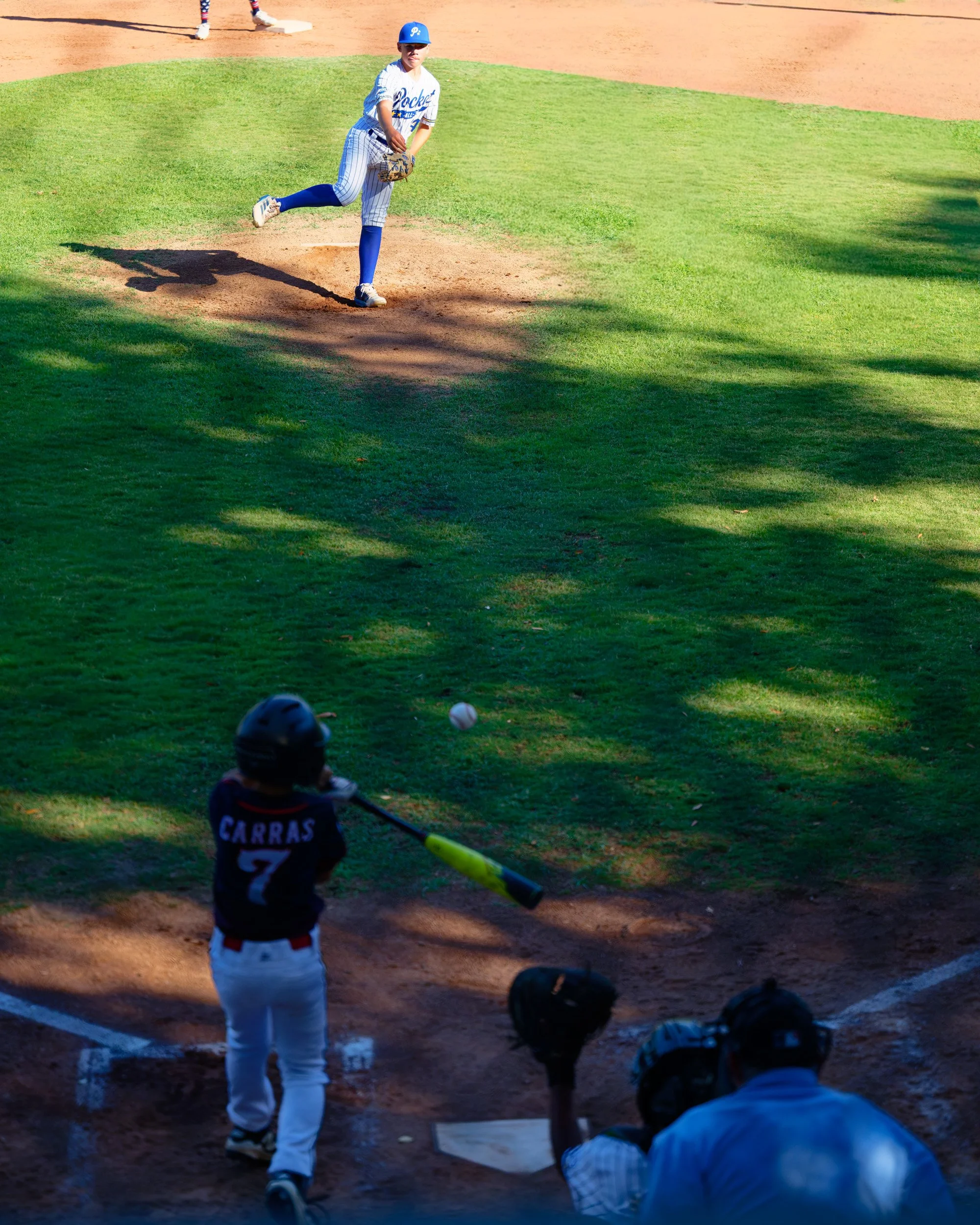 ocket Little League U-12 pitcher faces his cousin at bat during an All-Star baseball game in Sacramento.