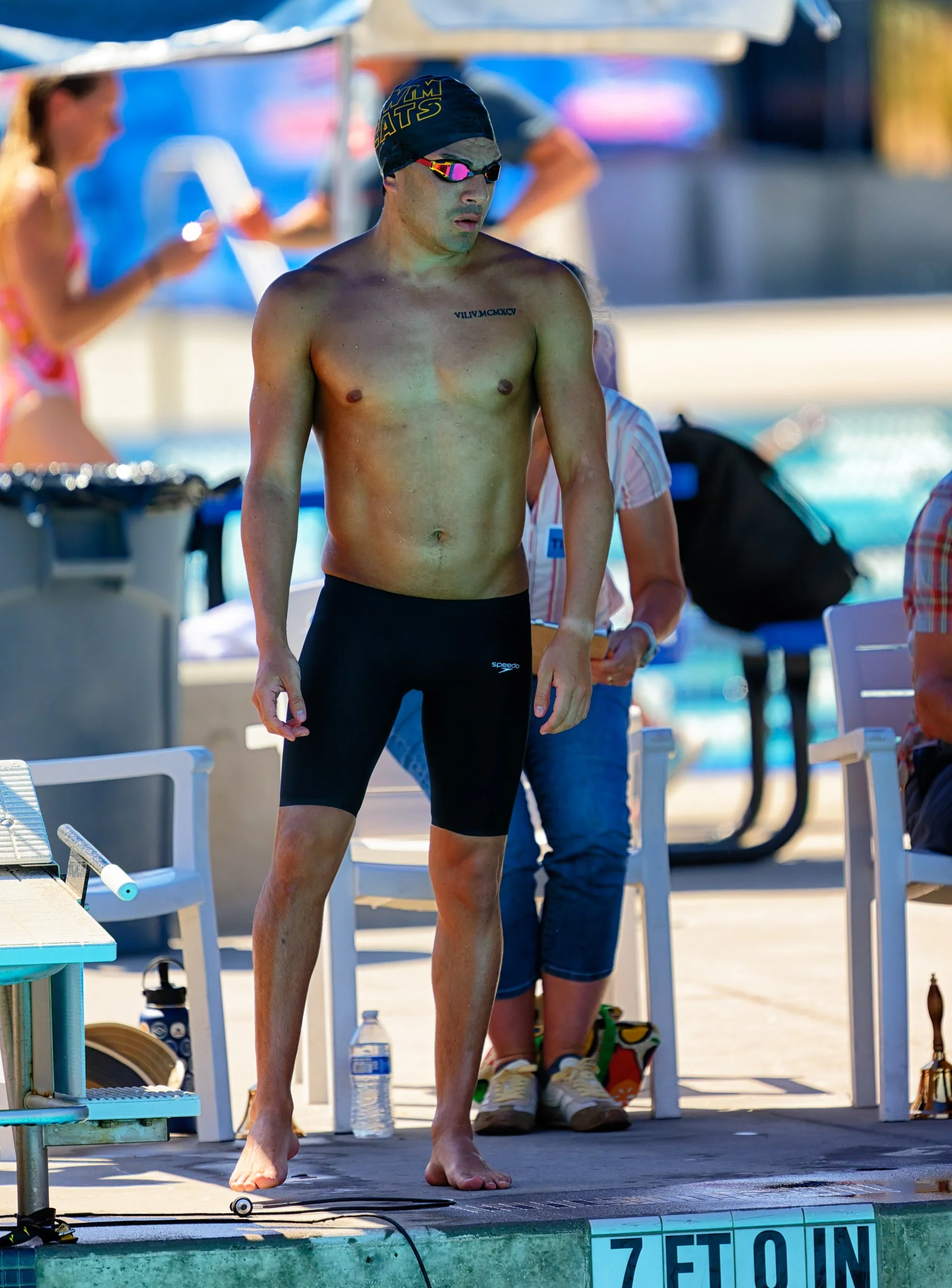 Daniel Carroll prepares to race th 1500 meter freestyle at the 2026 USMS Summer Nationals in Sacramento