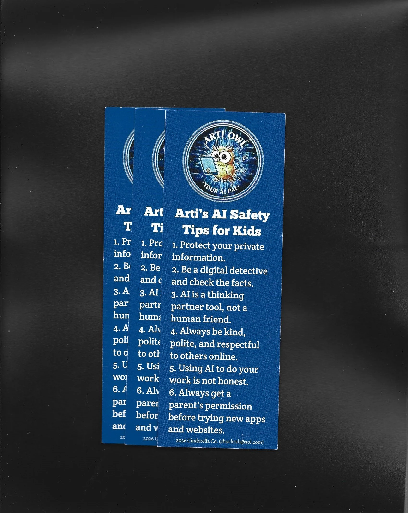 Arti Owl AI Safety Bookmark 10-Pack Parent & Teacher Bundle