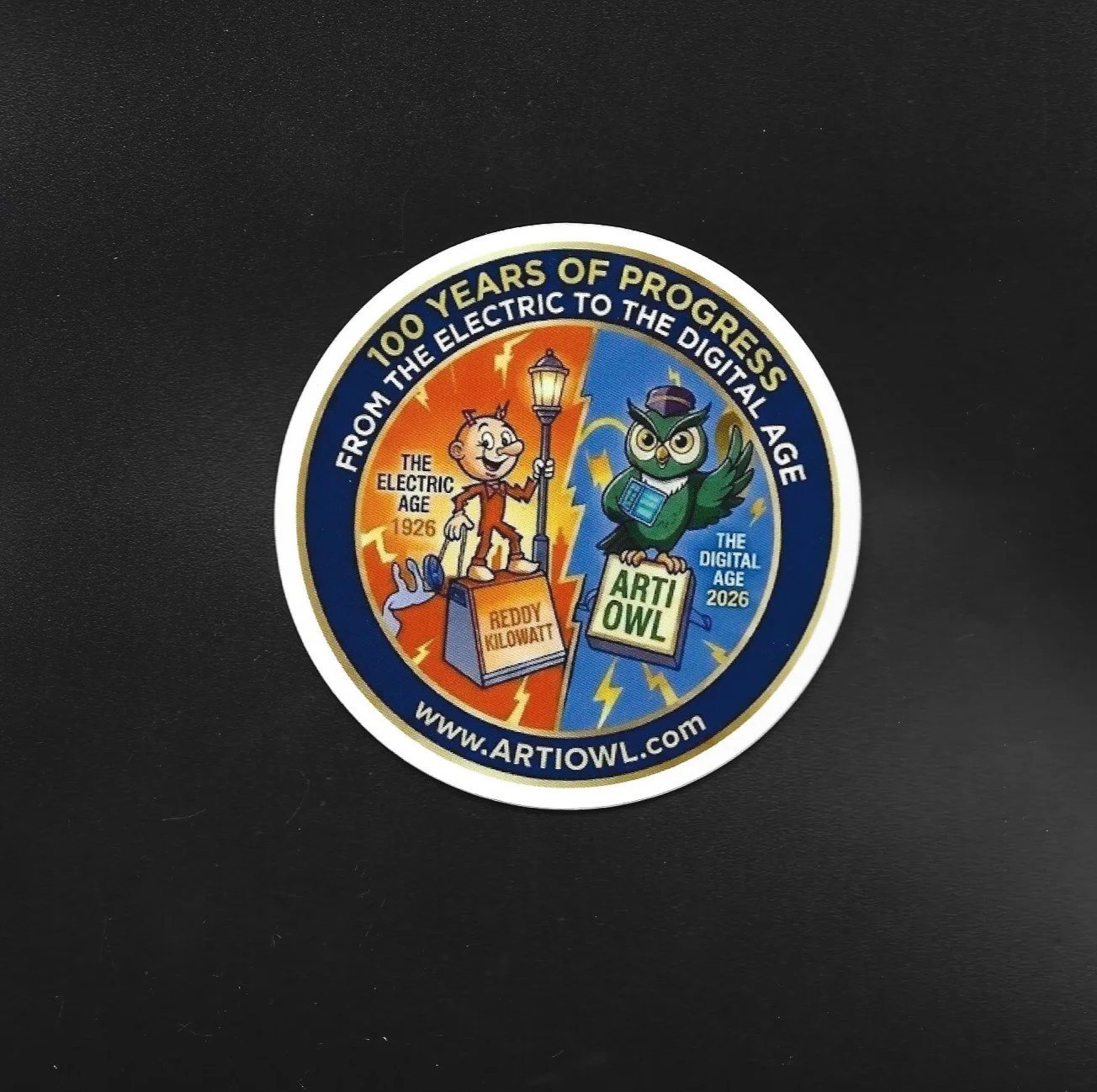 Arti Owl "100 Years of Progress" Digital Literacy Vinyl Sticker