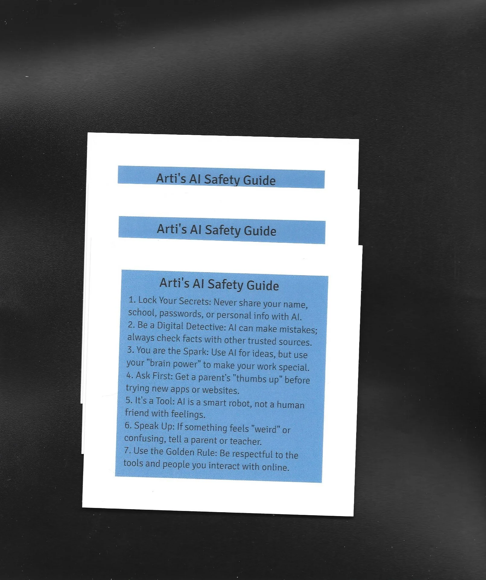 Arti's Owl Kids' AI Safety Guide Glossy Vinyl Card 10 Pack Teacher/Parent Bundle