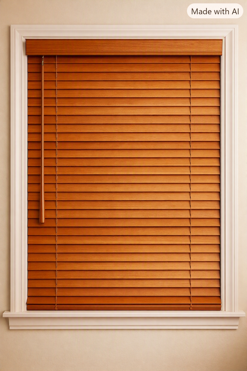 A wood blind with wand tilt control in Georgetown , Guyana