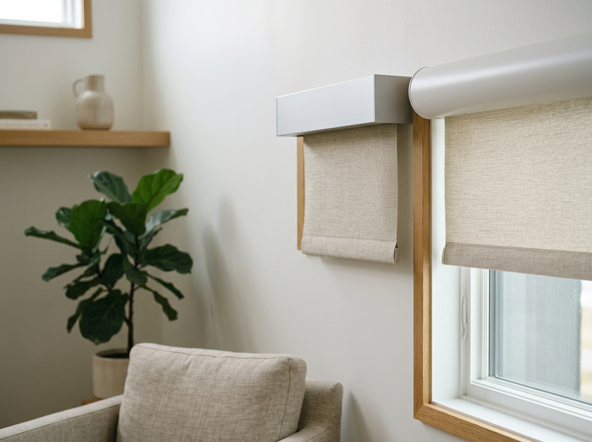 Cordless roller shades Square and rounded cassette valances professionally measured and installed in Georgetown , Guyana