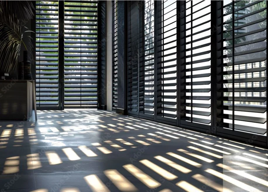 Professionally measured and installed modern venetian blinds in a hallway in Georgetown , Guyana
