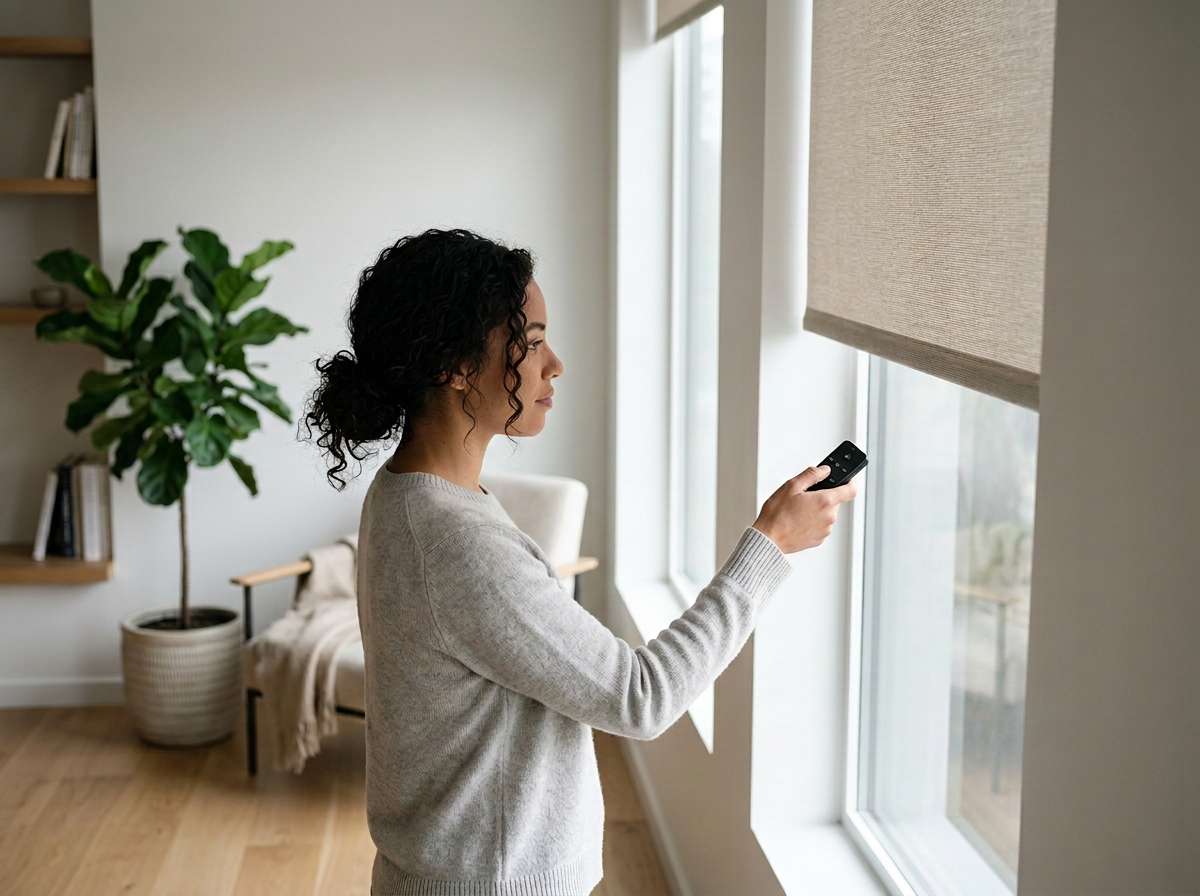 Motorized shades and blinds with remote that is very convenient and optimizes energy efficiency installed in Georgetown, Guyana
