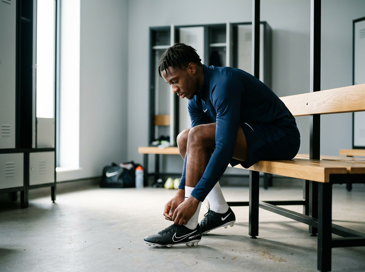 Professional footballer preparing for a match, illustrating legal advice for footballers and football agents across professional football.