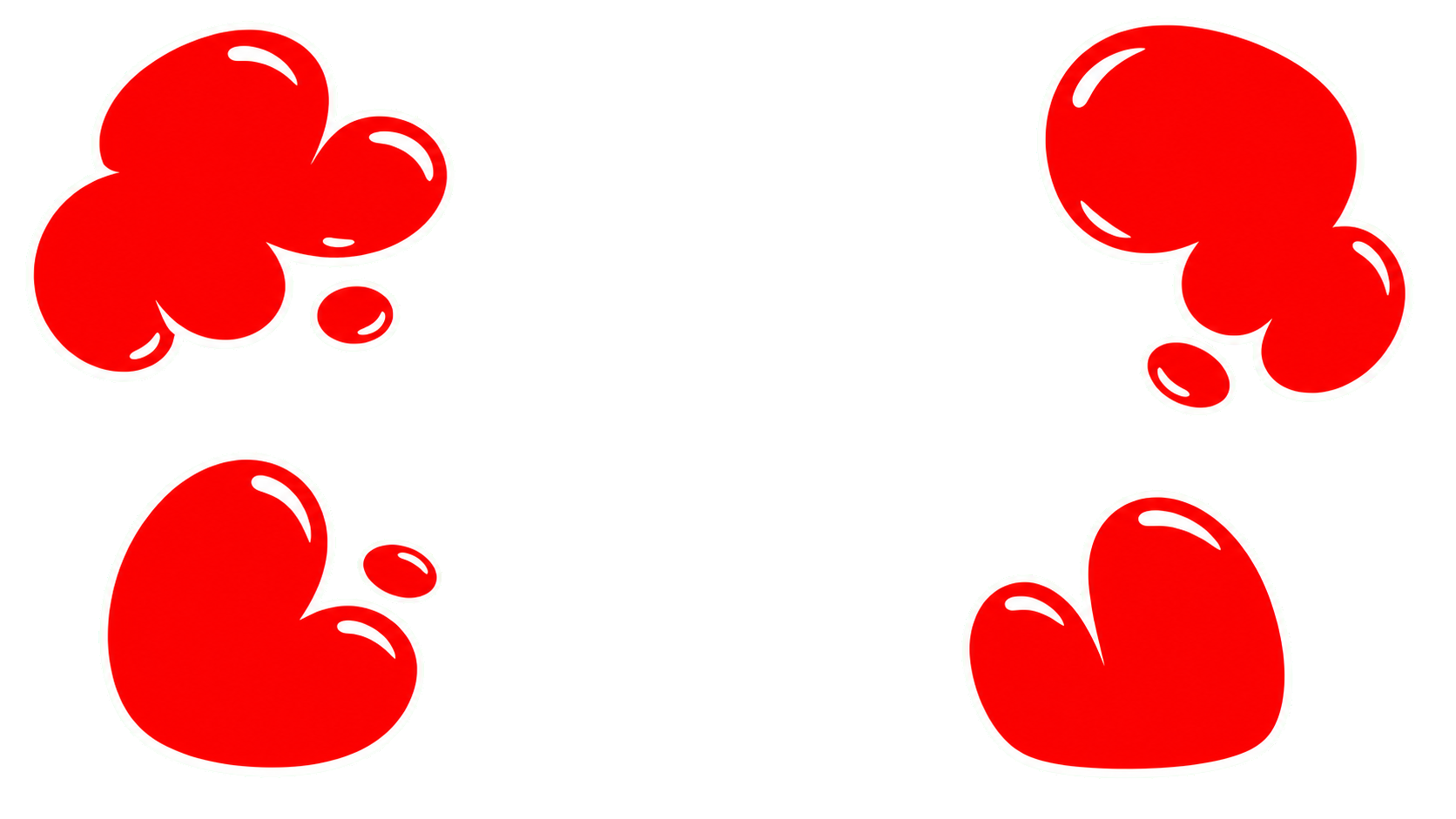 Illustration of red blood cells, depicted as red, balloon-like shapes with highlights, floating around empty white text boxes.