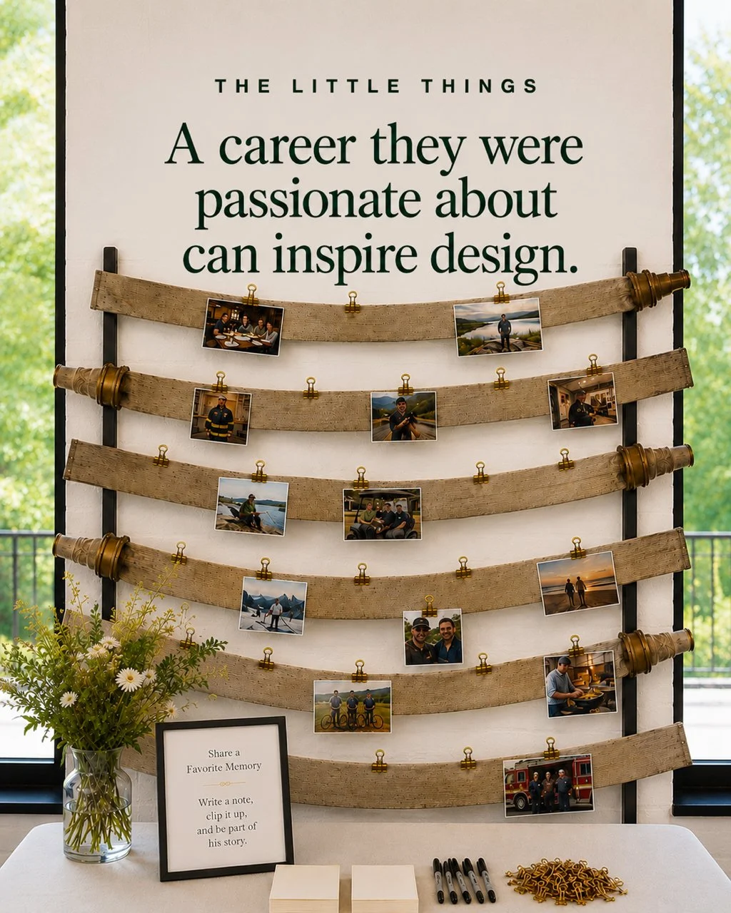 The work they loved often tells an important part of their story. Incorporate meaningful tools, uniforms, photographs, or symbols into your celebration of life decor to honor the impact they made every day.
