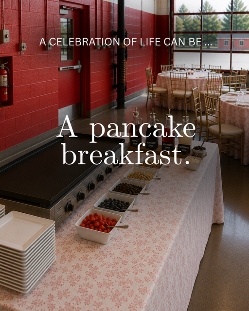 A pancake breakfast celebration of life creates a relaxed morning gathering where family and friends can reconnect over favorite comfort foods while sharing stories and honoring a life well lived.
