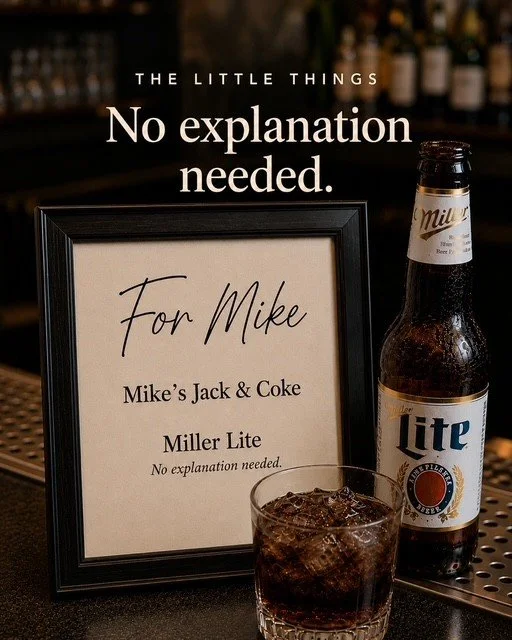 Sometimes a favorite drink says everything. Serving a signature cocktail, beer, or soda creates a personal celebration of life tribute that instantly reminds guests of the person they came to honor.