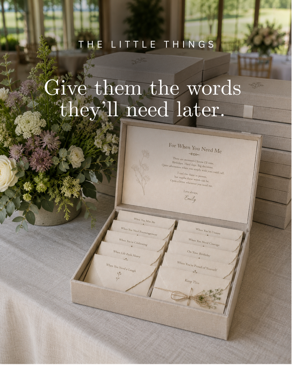 Some of us have the opportunity to plan ahead and leave behind words for the people we love. Messages written for life's different moments can offer comfort, encouragement, and hope exactly when they're needed most, becoming a meaningful keepsake lon