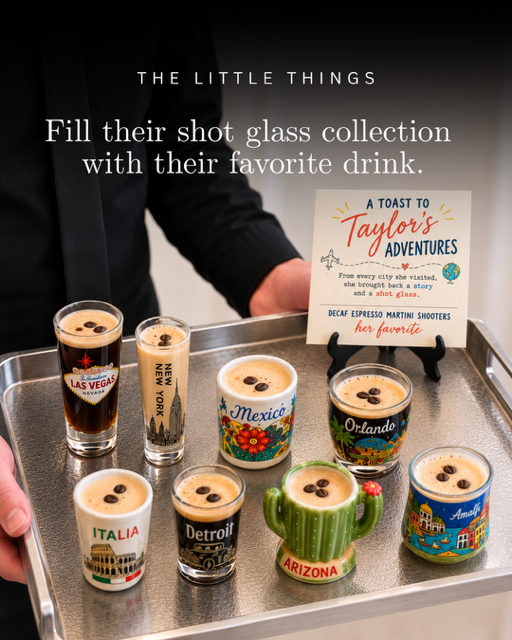 A treasured shot glass collection can become a memorable celebration of life display by serving each guest a favorite toast that reflects a lifetime of travel, hobbies, or shared adventures.