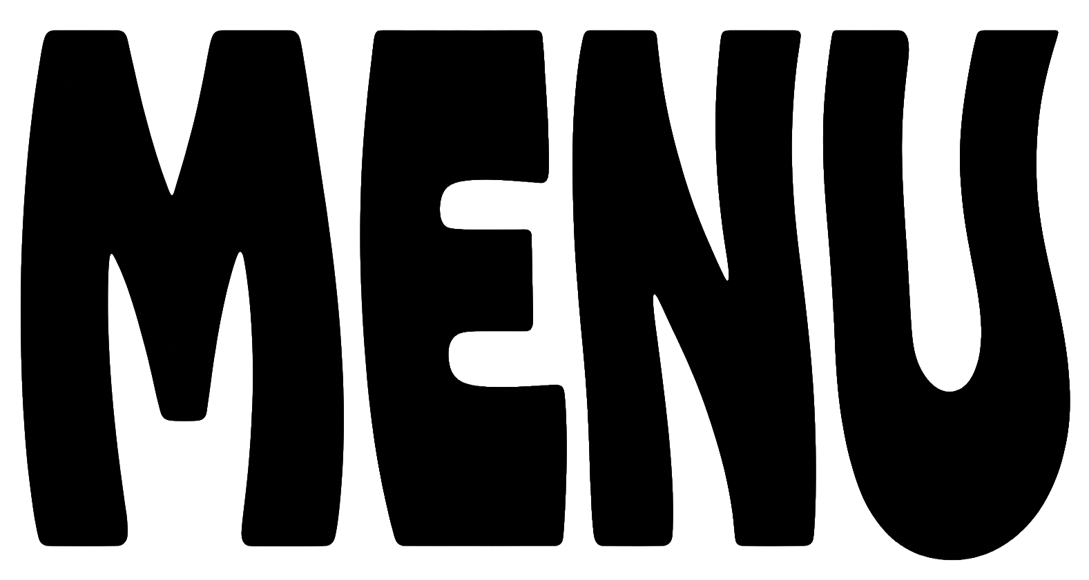 Mot en lettres stylisées noires sur fond blanc.