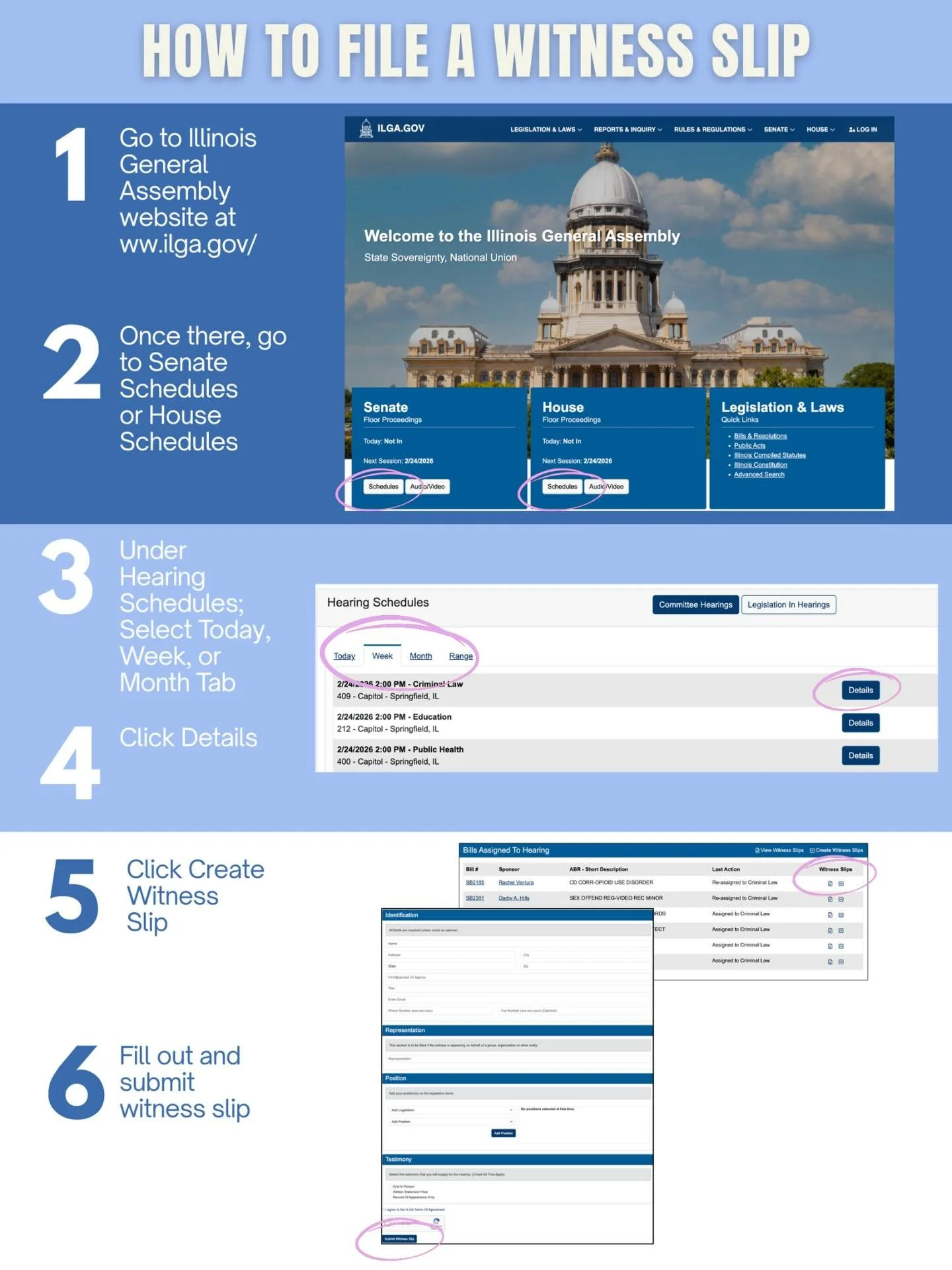 Looking to take an extra step to support a bill this spring legislative session? Here is a step by step tutorial on how to file a witness slip! 🫰