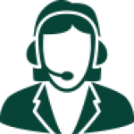 Silhouette of a person wearing a headset and microphone, possibly a call center representative or customer service agent.