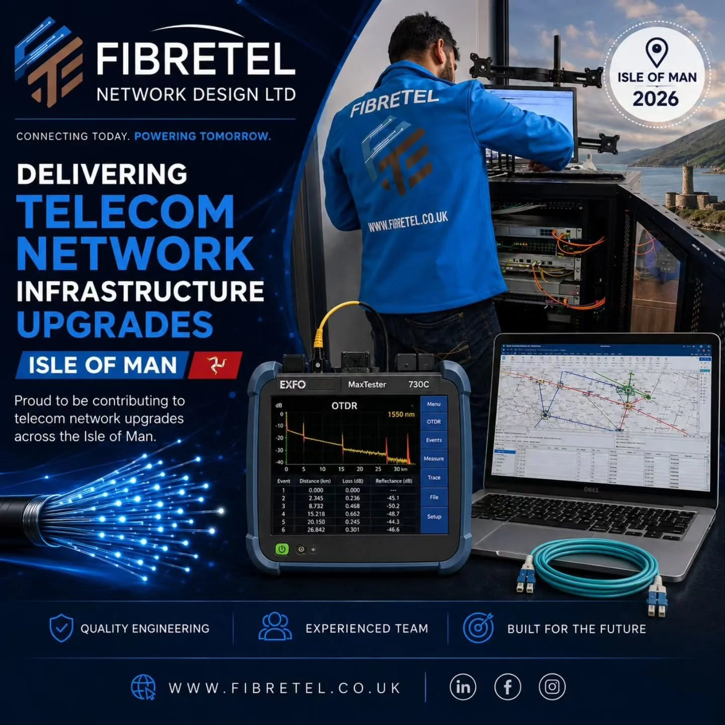 🇮🇲 Isle of Man 2026
FibreTel Network Design Ltd
Delivering telecom network infrastructure upgrades through professional planning, testing and commissioning.

Connecting today. Powering tomorrow.

#fibretel #telecom #fibreengineering #networkupgrade