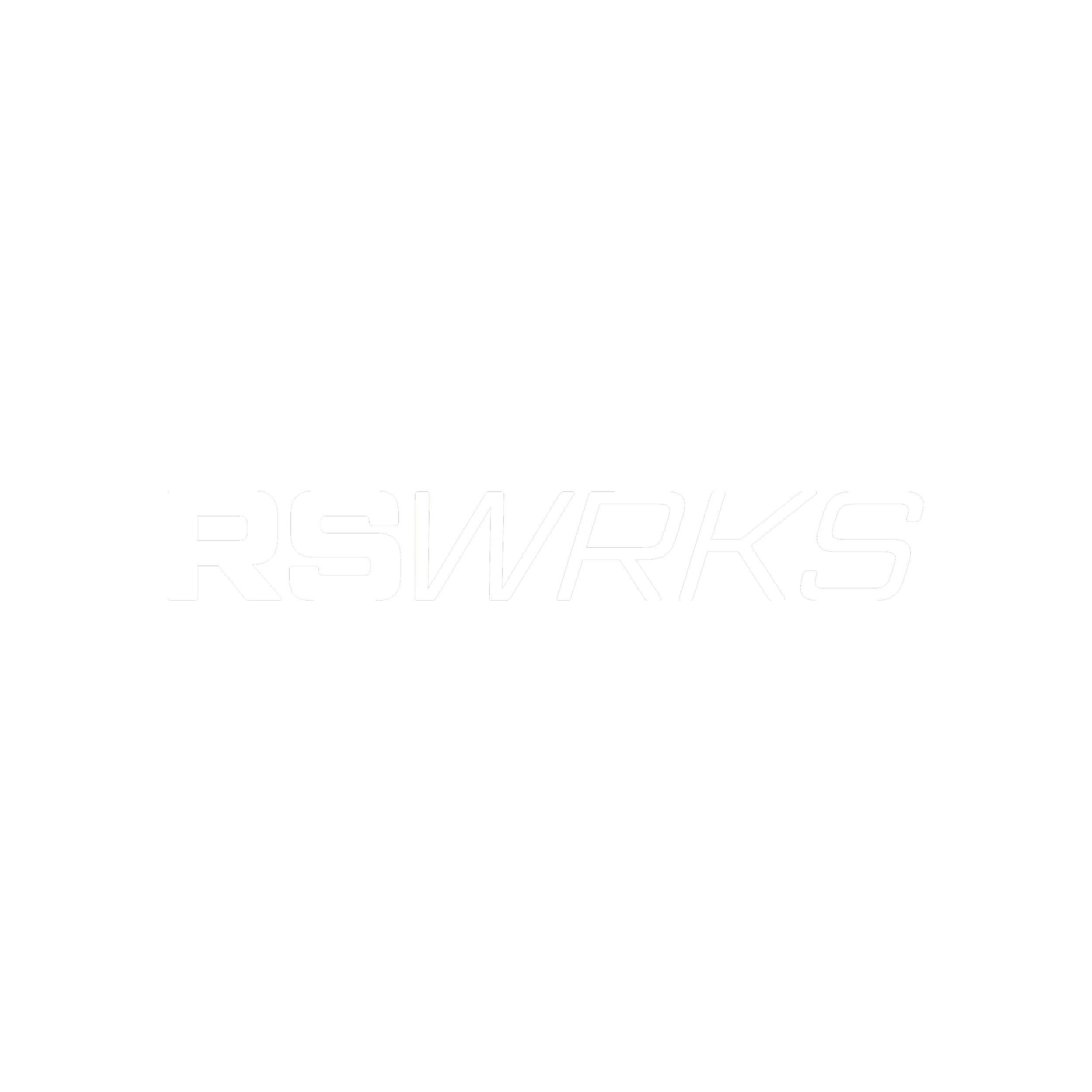 A black background with white stylized text that reads 'RS WRKS'.