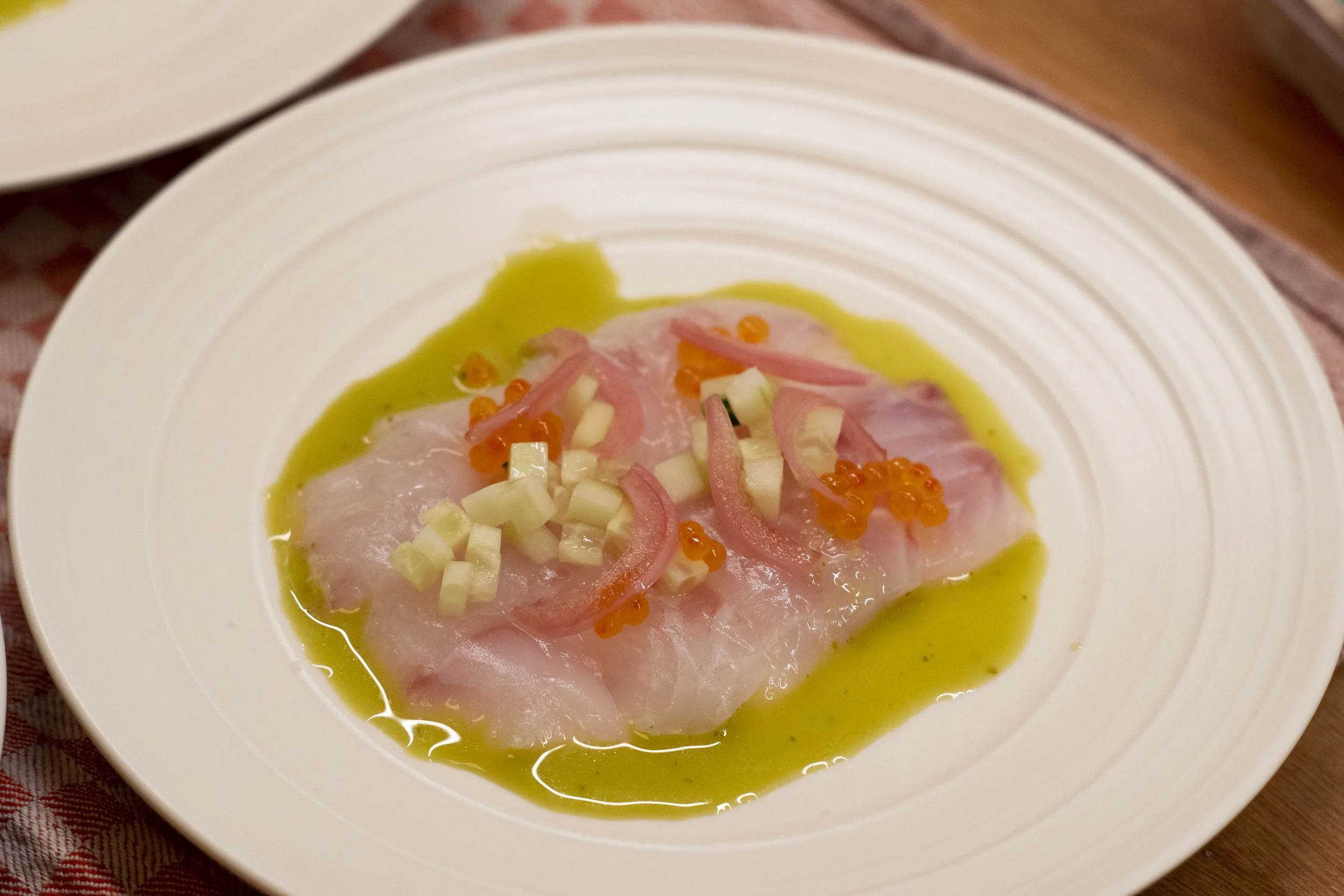 Fish starter prepared by private chef Pauline Didier in Berlin