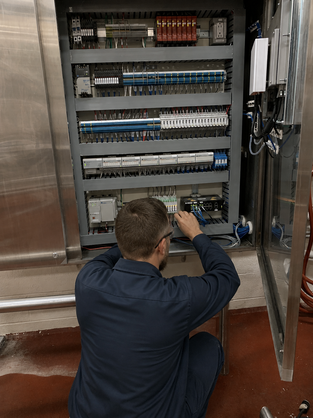 Calibration technician performing a voltage calibration