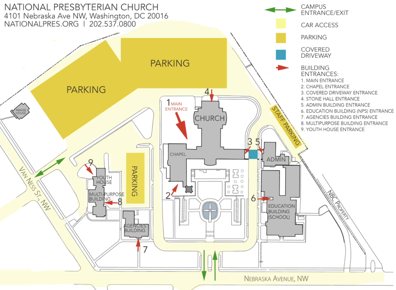 Campus map of the National Presbyterian Church.