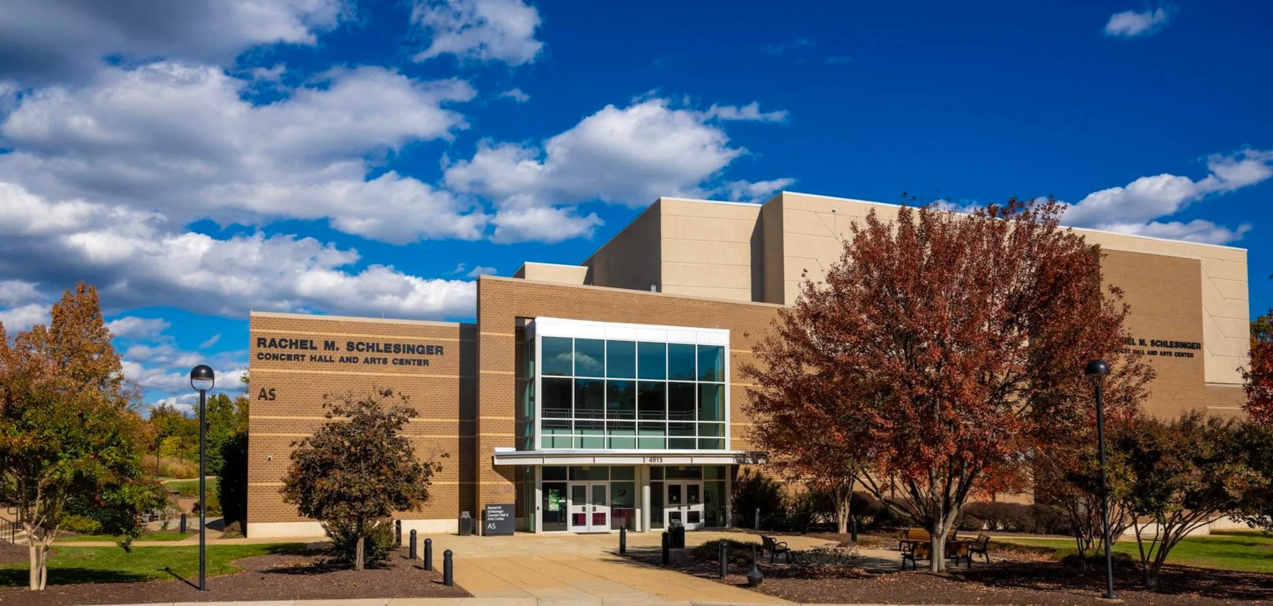 Street view of Rachel M. Schlesinger Concert Hall and Arts Center.