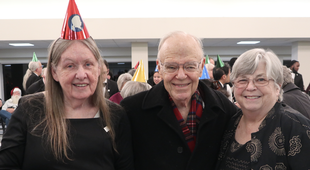 Artistic Director Emeritus Bob Shafer at a post-concert reception, with Elaine Wunderlich and Claudia Tornblom.