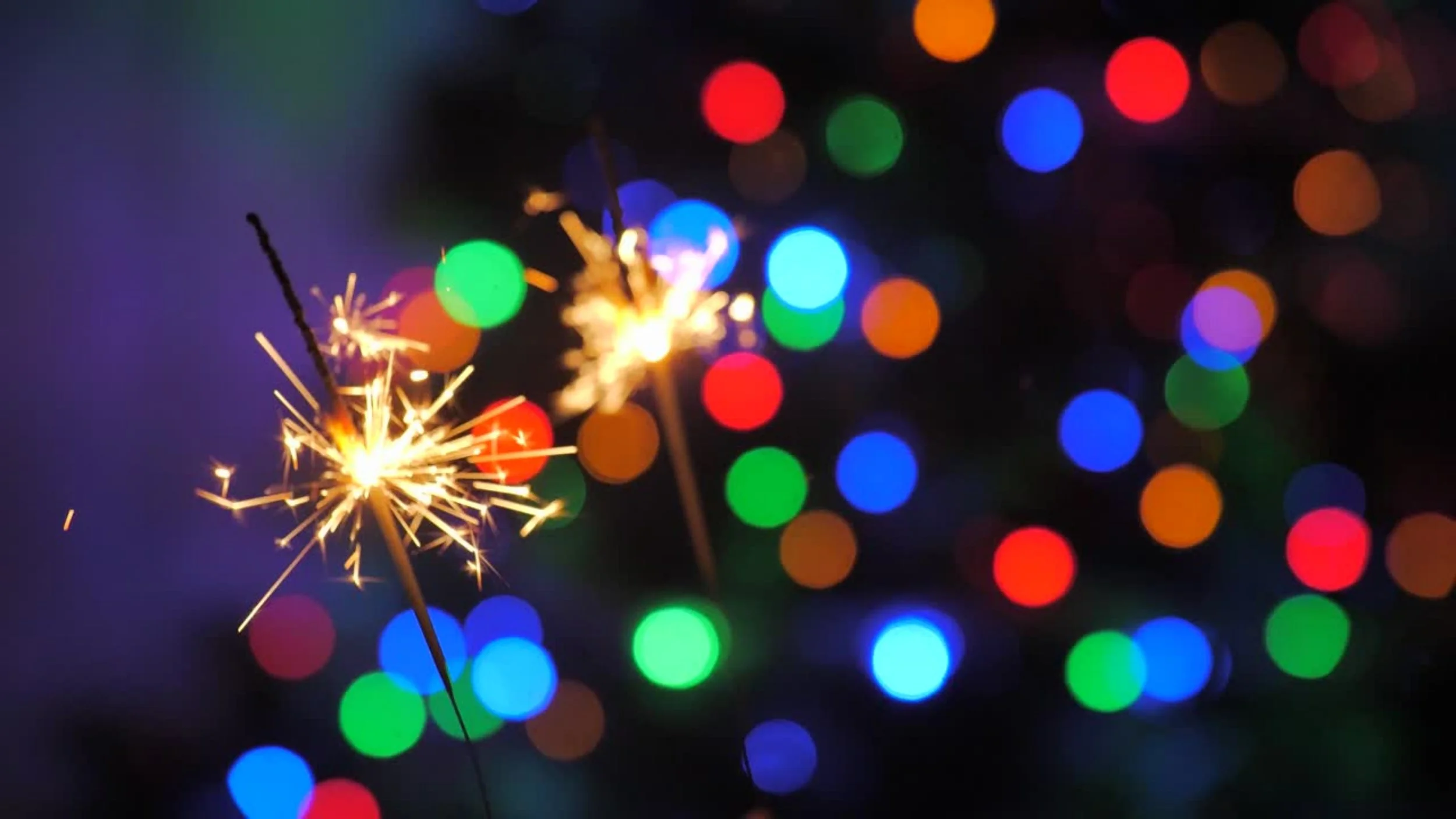 Sparklers and multi-colored lights.
