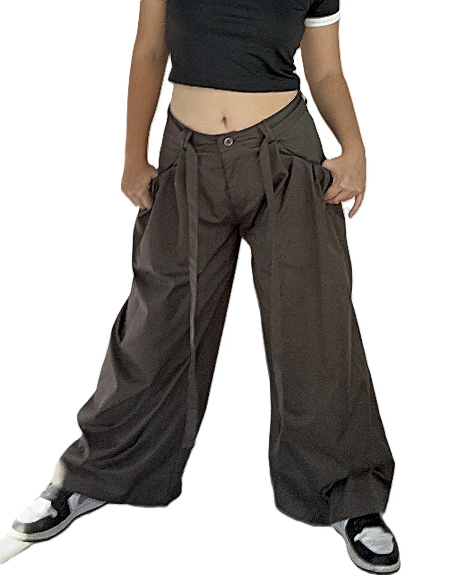 Pantalon ample samurai gris kaki