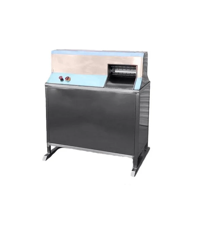 industrial ice shaving machine with control buttons and shaving chamber