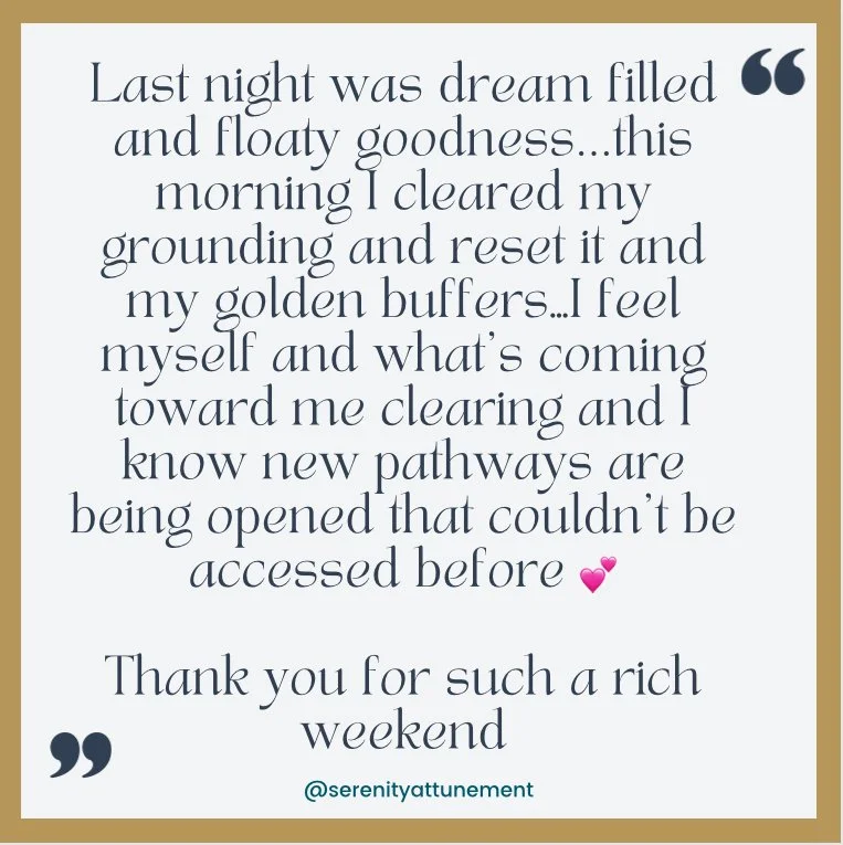 A quote about personal growth and renewal, expressing gratitude for a fulfilling weekend, attributed to @serenityattunement.