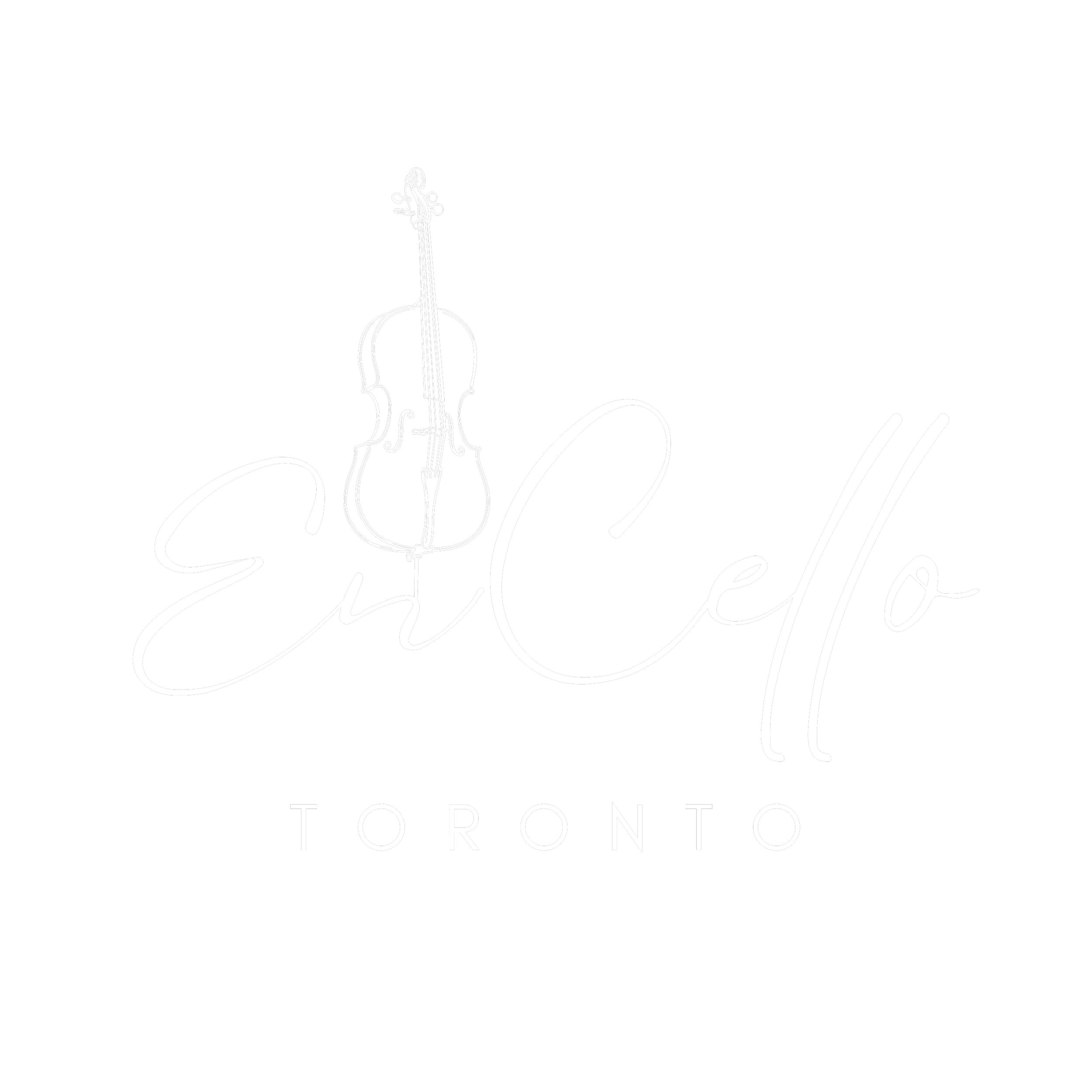 A black background with white cursive text reading 'Toront' and a line drawing of a violin above the text.