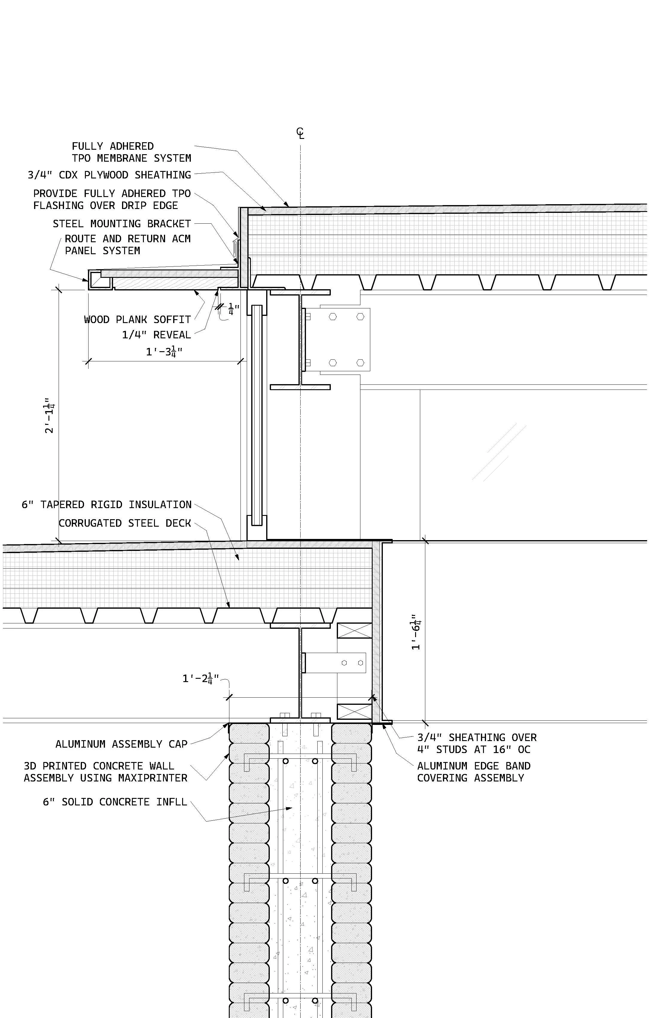 living quarter roof assembly detail.