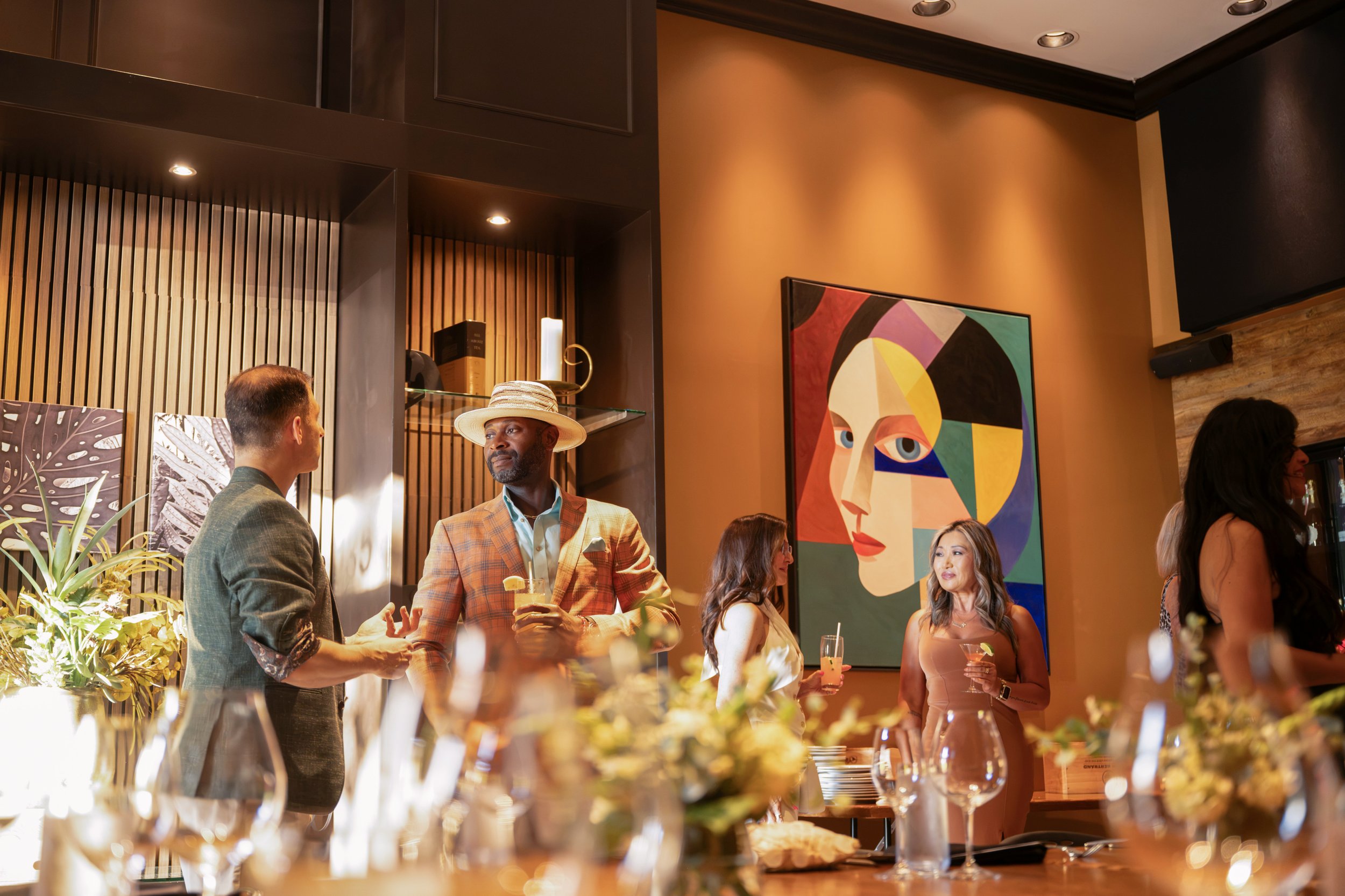 Guests mingling during a cocktail reception in the Annex